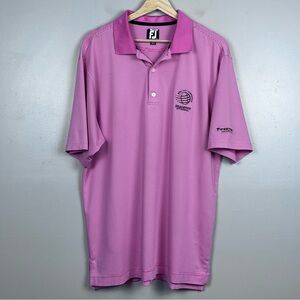 Footjoy Men's Pink Striped Polo with World Golf Championships Logo Size L; Tour